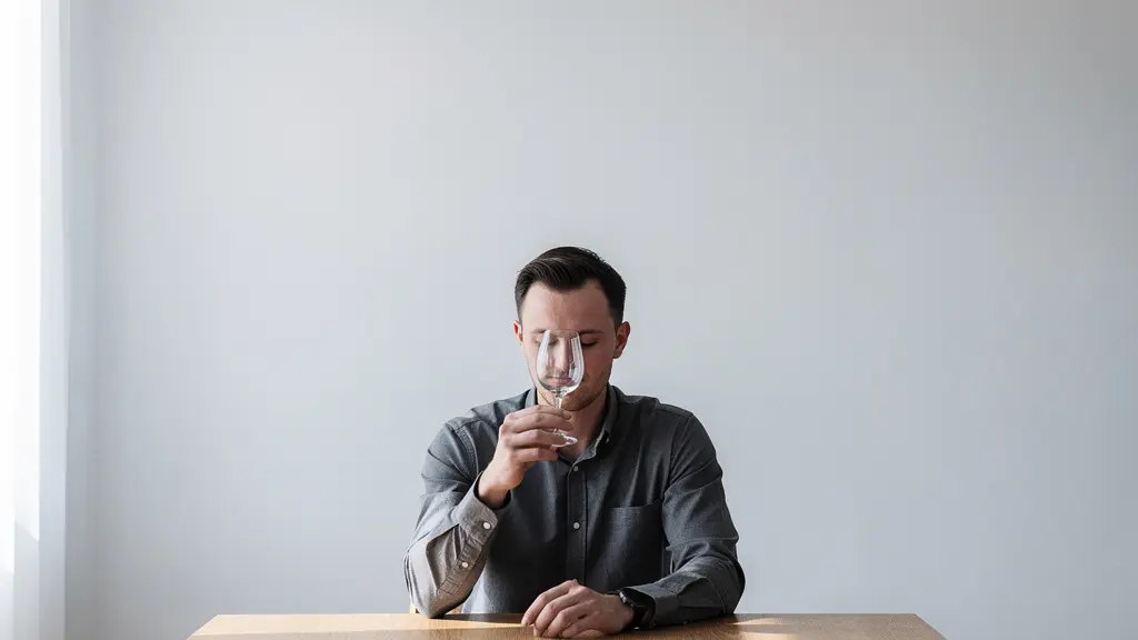 Wide environmental shot showing correct glass positioning distance from nose